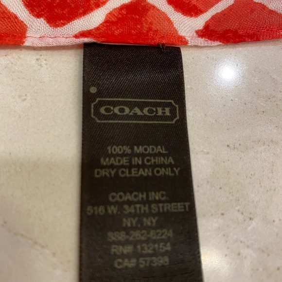 COACH infinity scarf, light-weight and practical, red&white, 20x32 inches - Picture 7 of 8